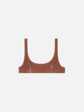 Naima – Klassisches Bralette-Oberteil aus kamelbraunem Samt