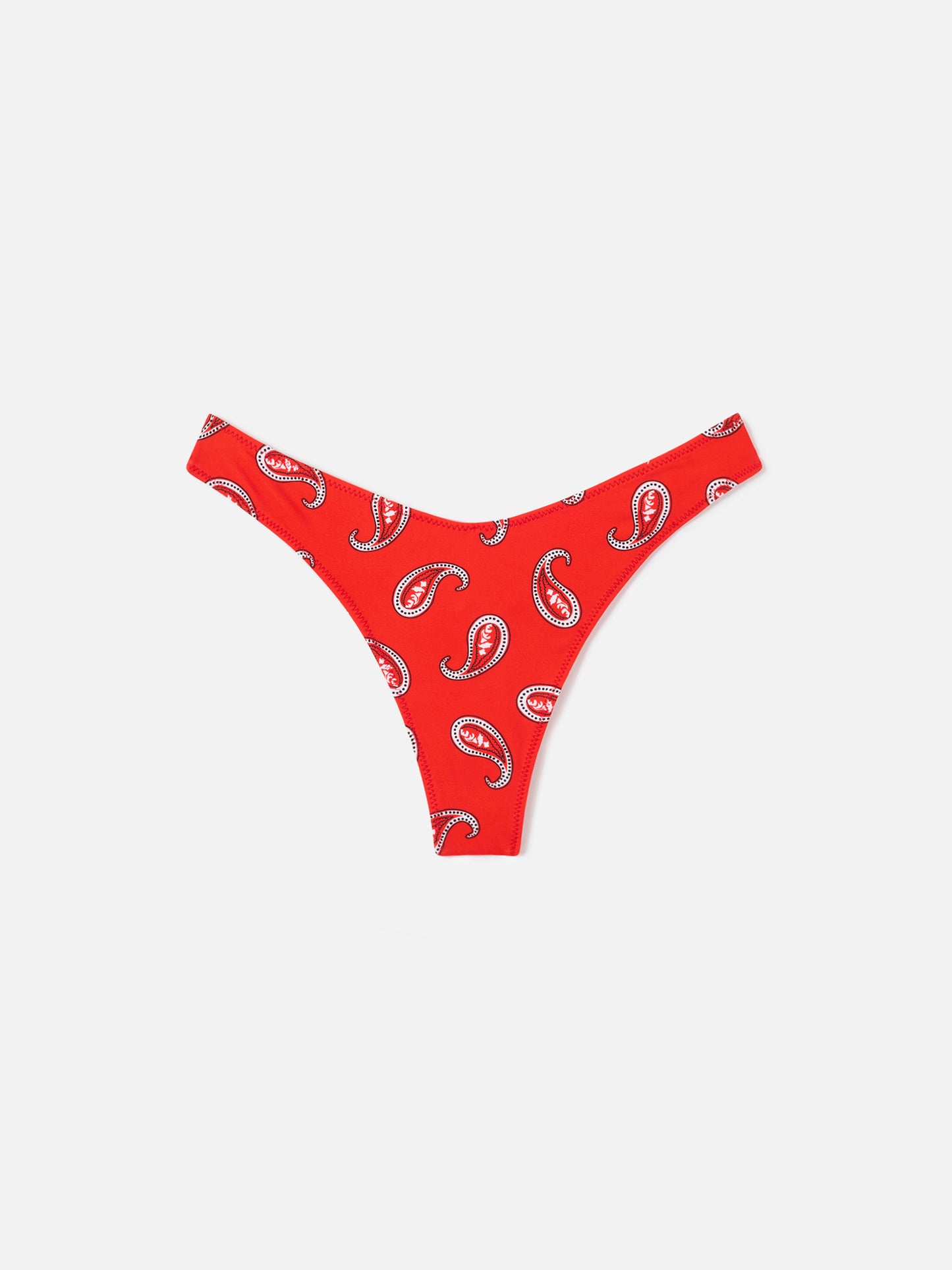 Red Naomi cheeky swim briefs with paisley print