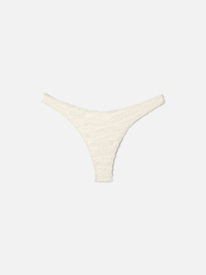 Bas de bikini Naomi cheeky en éponge beige à motif zèbre embossé 