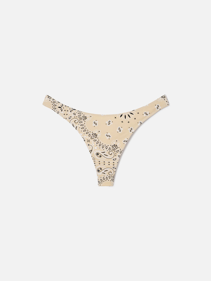 Naomi brazilian bikini bottoms with beige bandana print