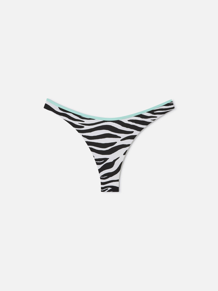 Bas de bikini échancré Naomi String à imprimé zèbre 