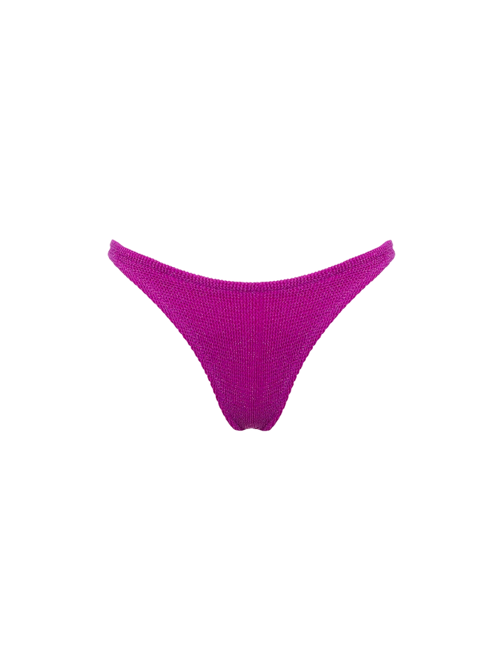 Bikini da donna classico a bralette crinkle fucsia con filato di lurex