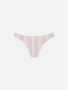 Slip mare Elise classico in tessuto crinkle a righe rosa e bianche