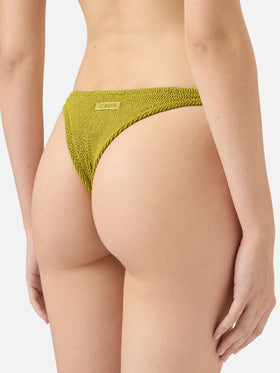 Naomi – Cheeky-Badeslip in Pistazien-Crinkle-Optik
