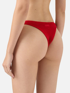 Naomi red crinkle cheeky swim briefs - Naima red crinkle classic bralette top