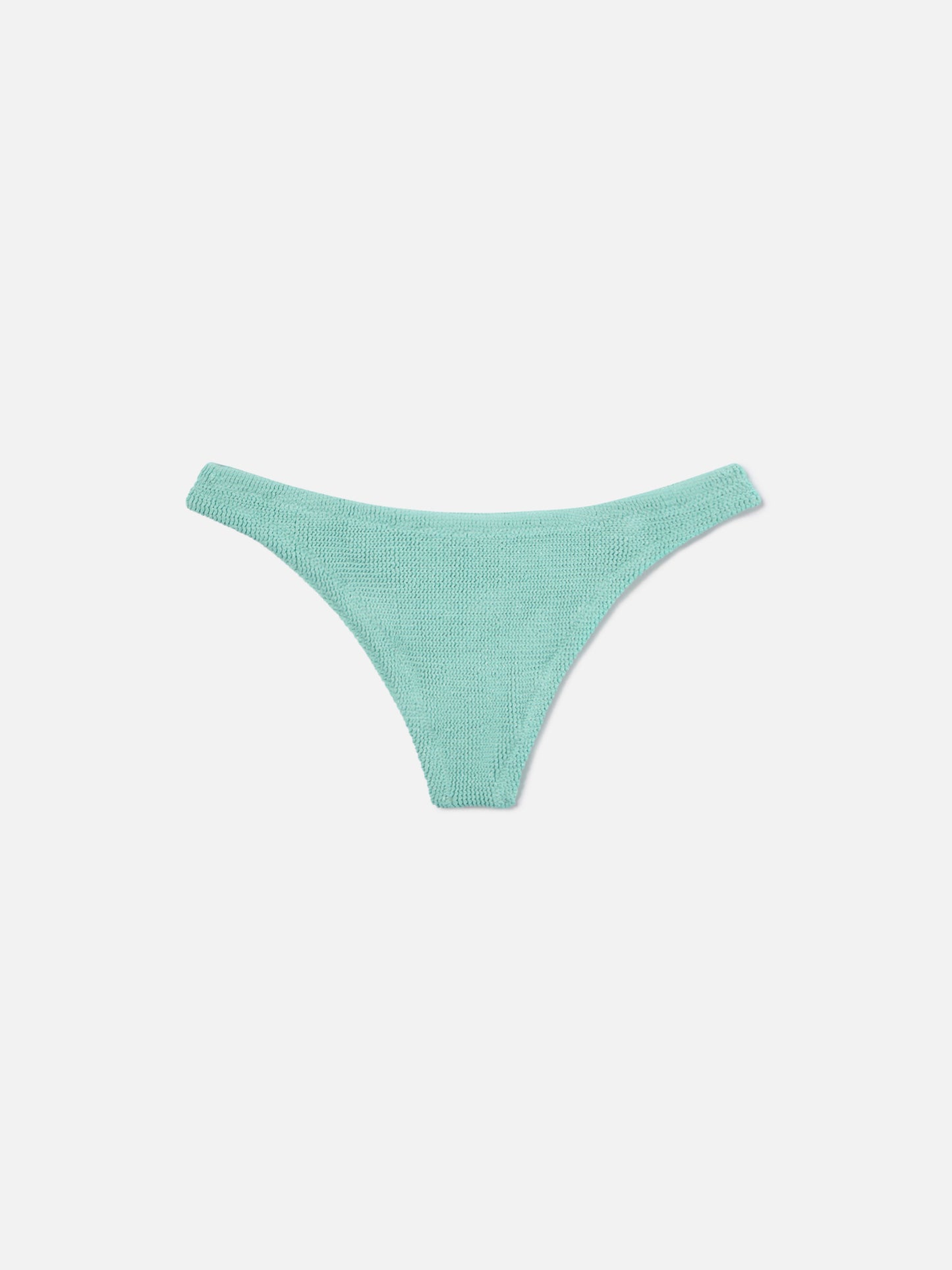 Slip mare Naomi modello brasiliana in tessuto crinkle lurex verde acqua