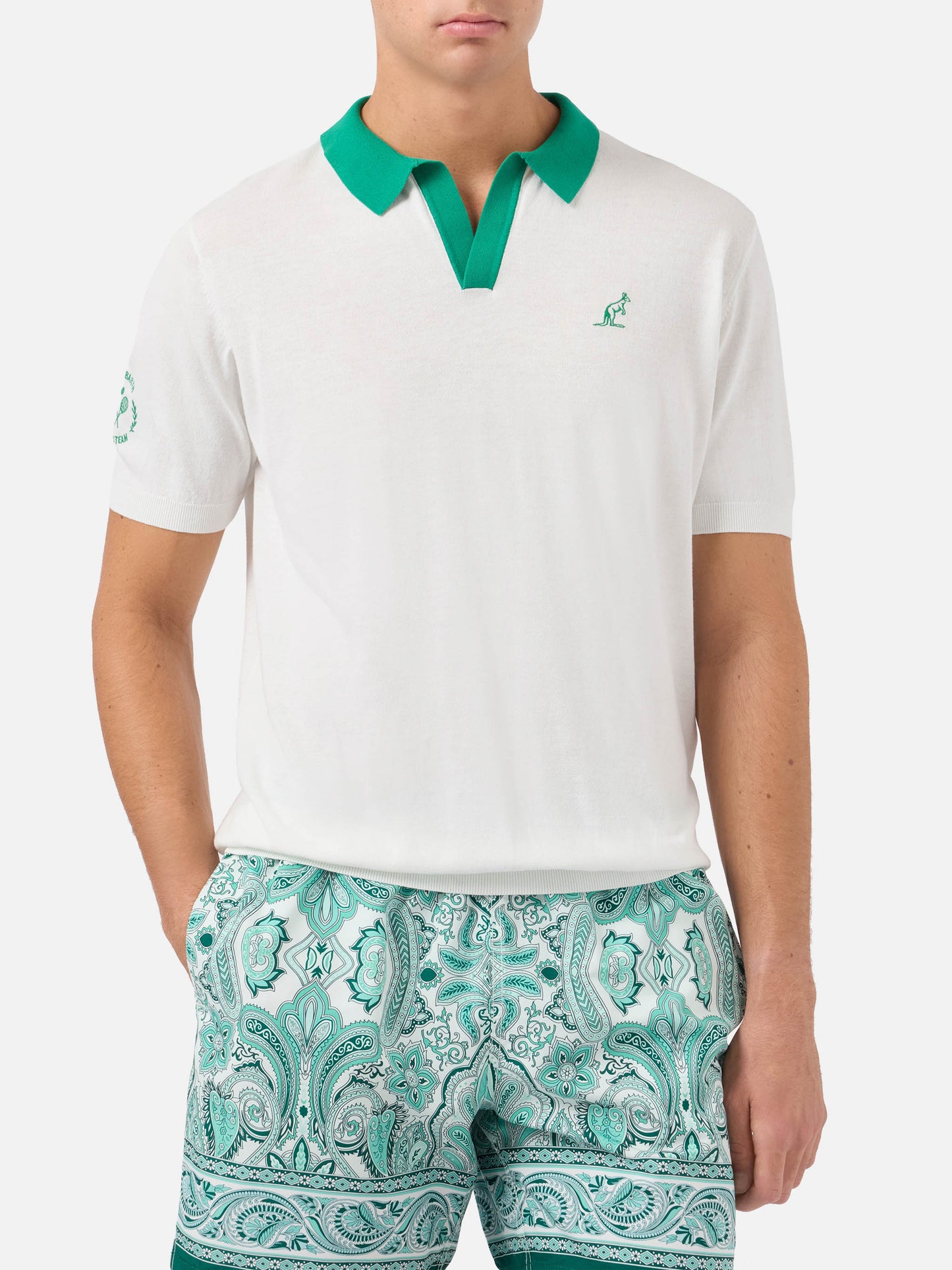 Newcombe gestricktes Poloshirt aus off-whitefarbener Baumwolle | Special Edition 