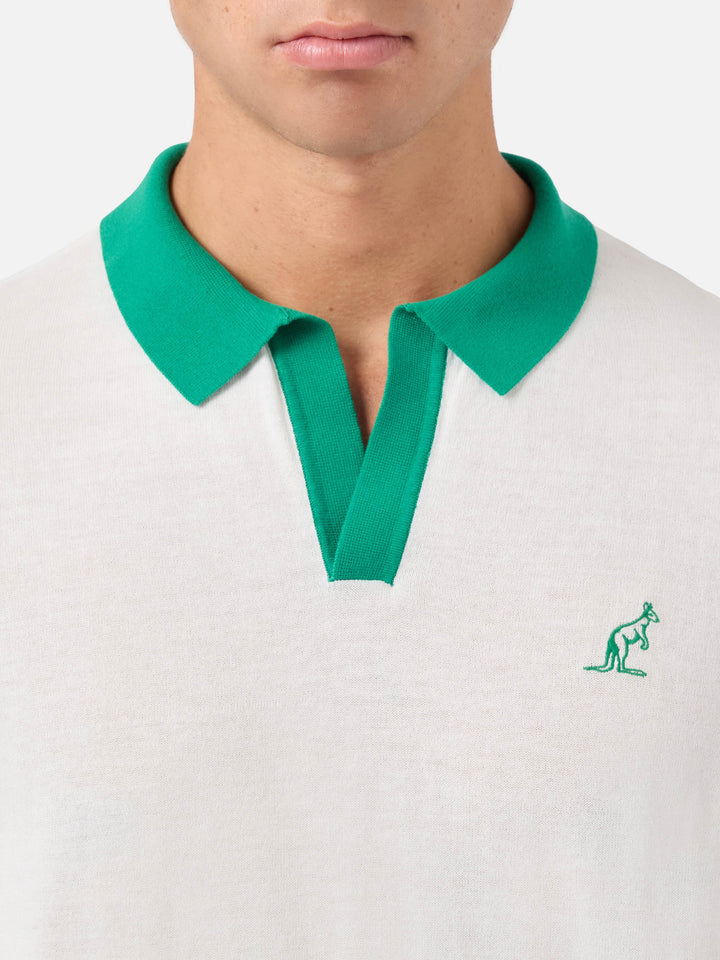 Newcombe gestricktes Poloshirt aus off-whitefarbener Baumwolle | Special Edition 