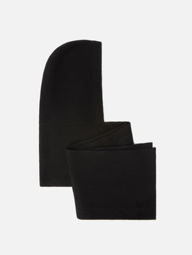 Black Nell cashmere hood scarf with logo embroidery