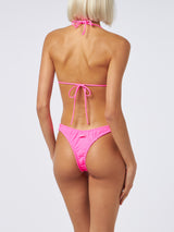 Bikini da donna a triangolo rosa fluo con volant Nilly Nalu