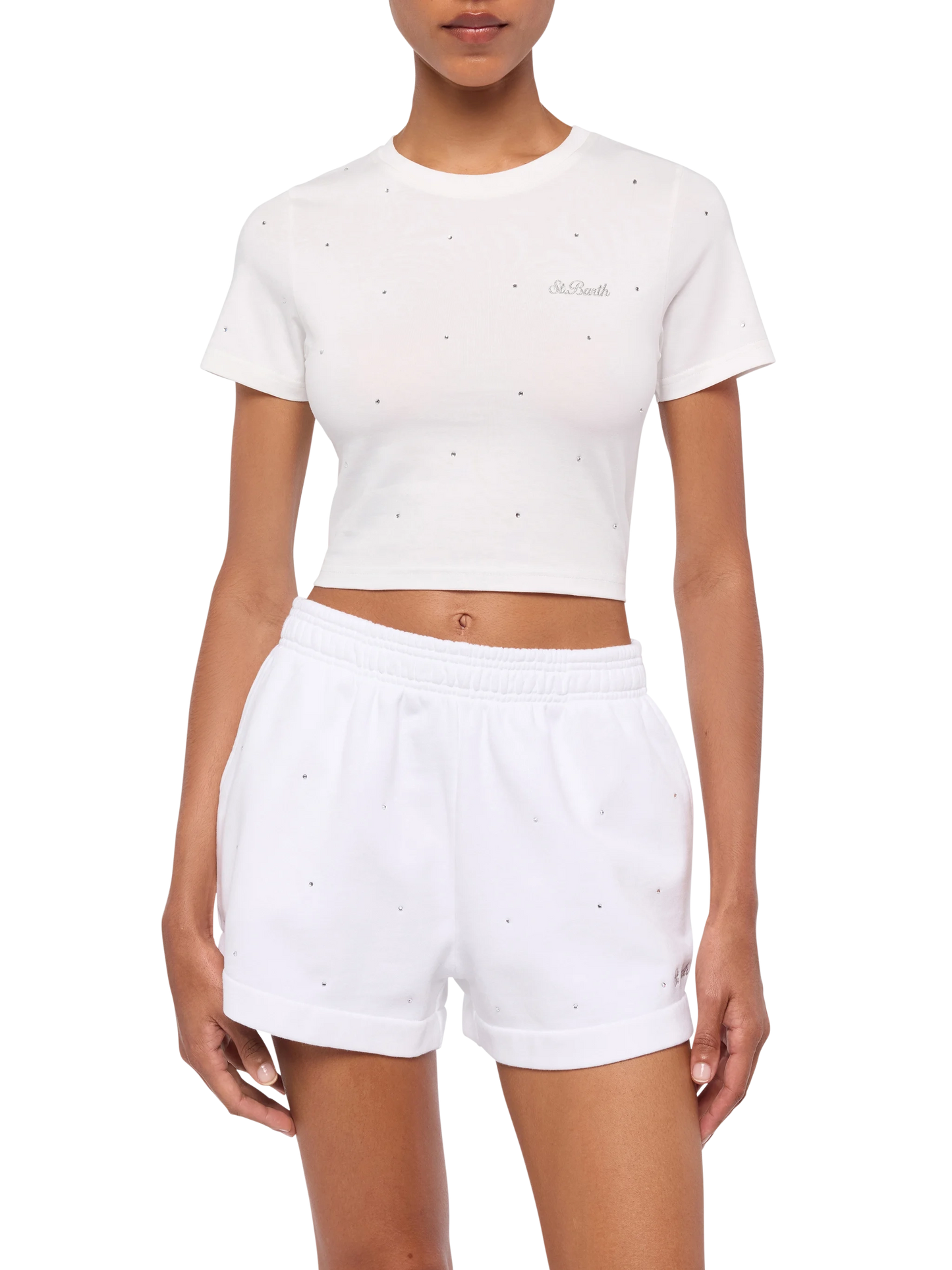 Nives cotton t-shirt with rhinestone embellishment