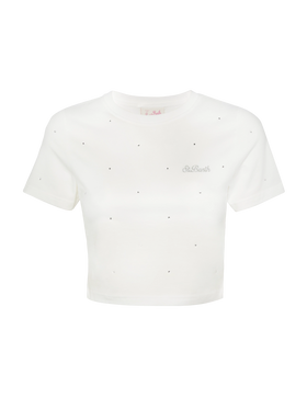 Nives cotton t-shirt with rhinestone embellishment - MC2 Saint Barth
