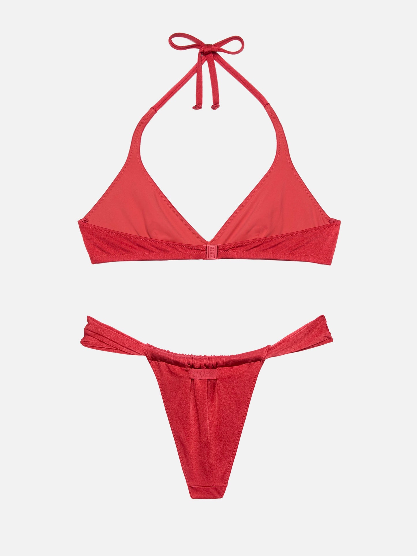 Norah slip mare cheeky con stampa cow skin - Gaia top bralette triangolo rosso mattone shimmer