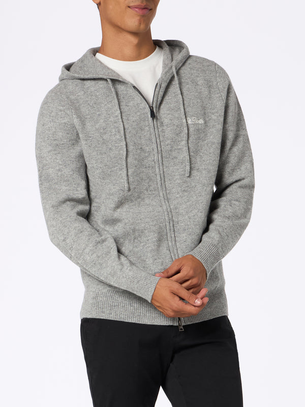 Man mélange grey lambswool hooded sweater Notting