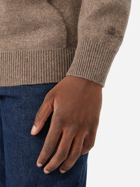 Beige Notting lambswool hooded knit with full zip