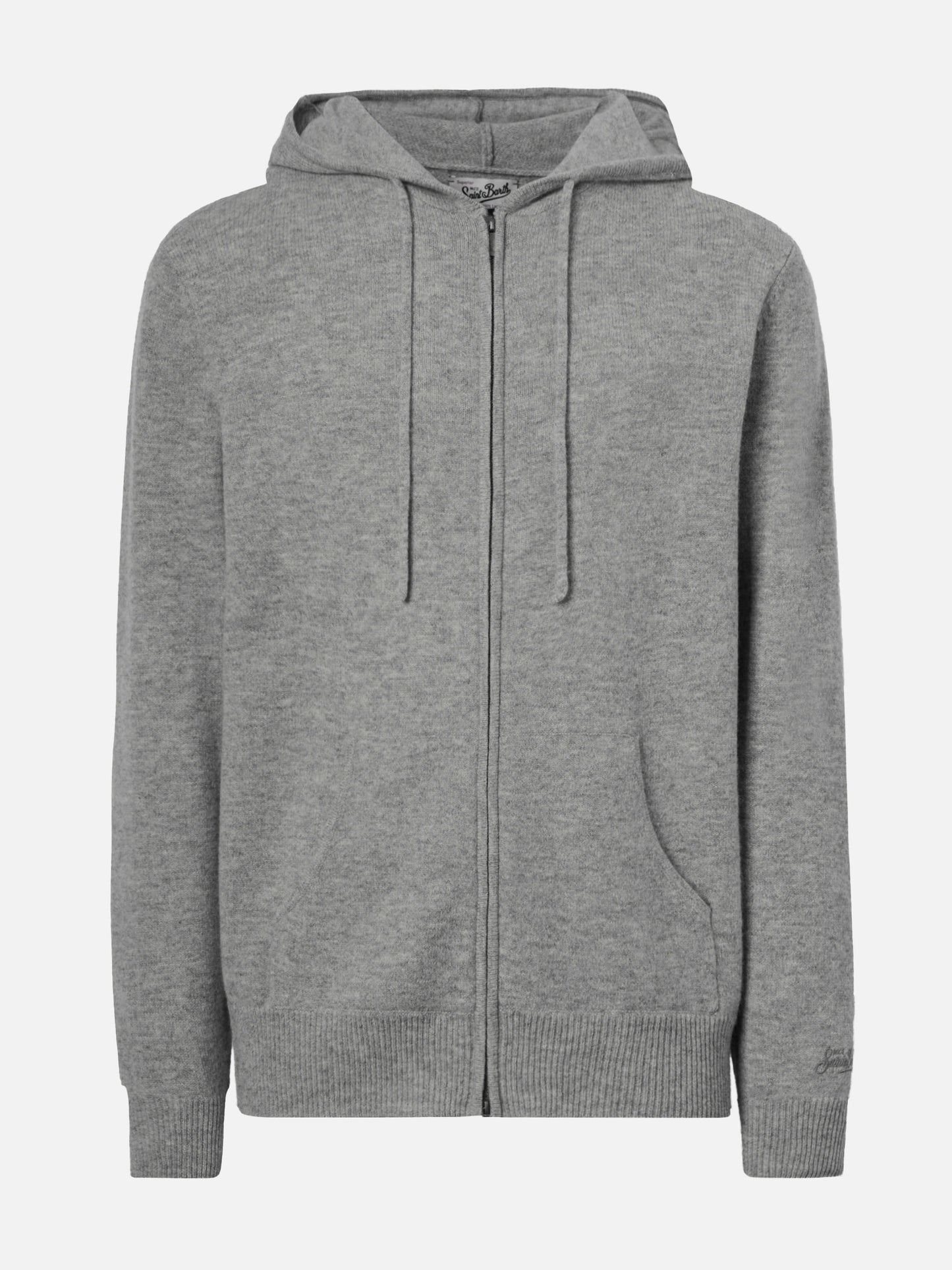 Felpa in lambswool Notting grigio melange con cappuccio