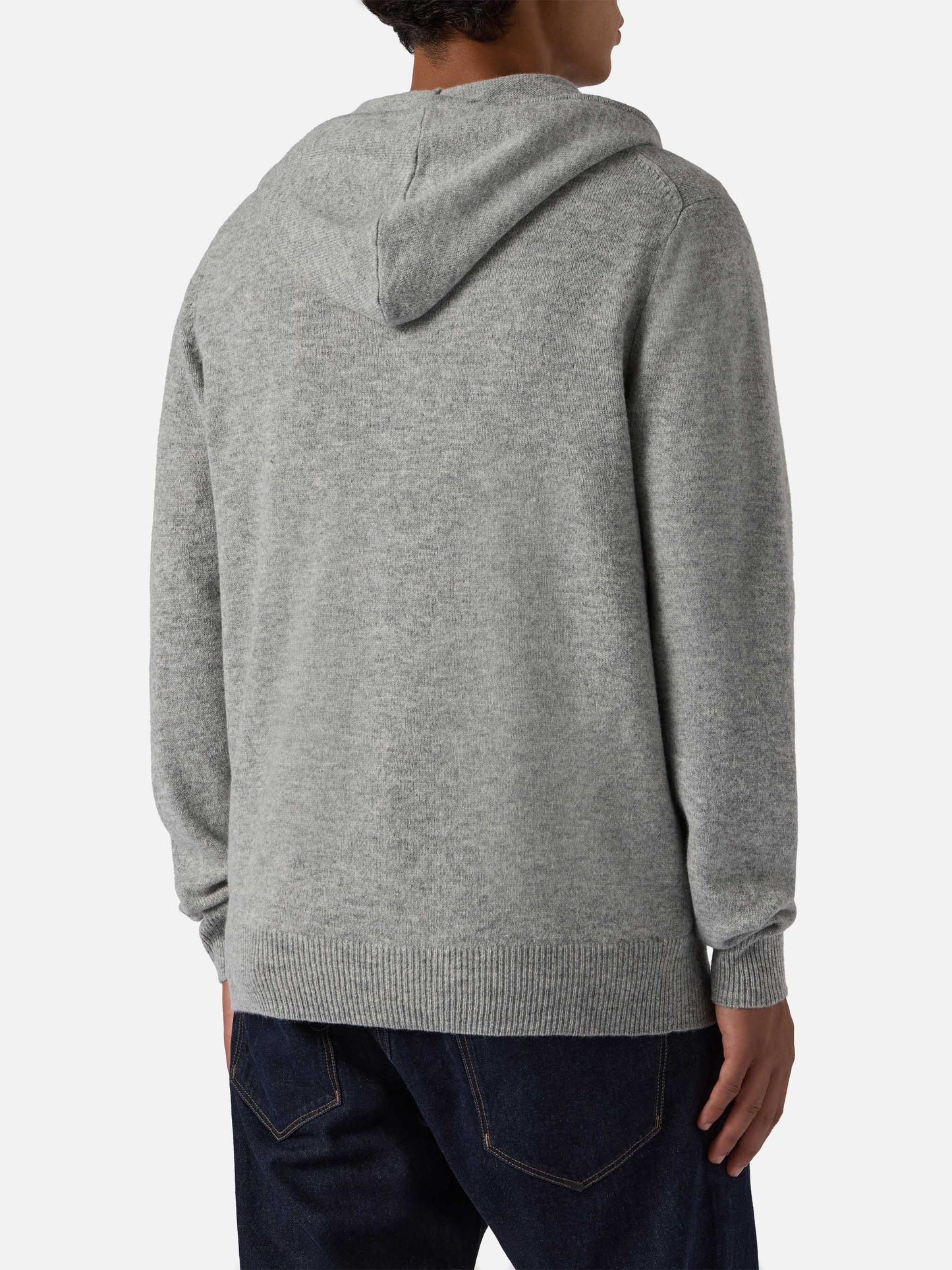 Felpa in lambswool Notting grigio melange con cappuccio