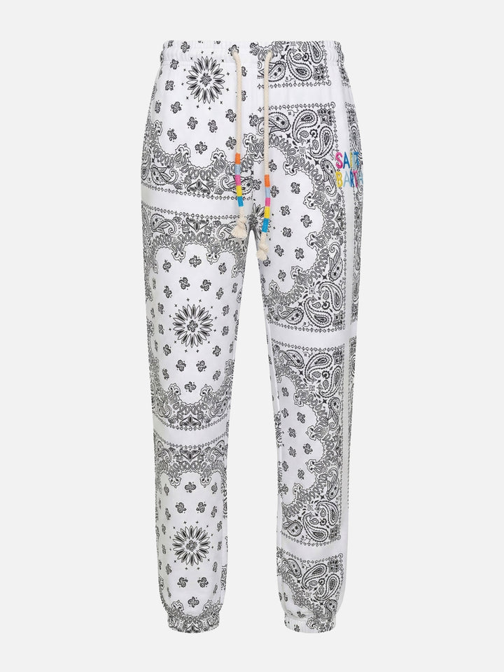 Cotton joggers with bandanna print
