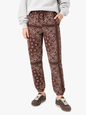 Pantalones de algodón Feece Odalys con estampado bandana marrón 