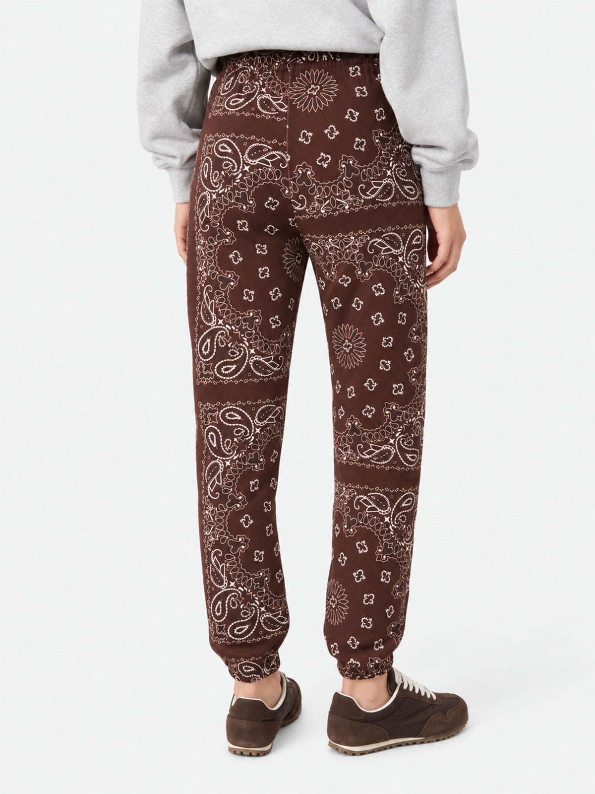 Pantalones de algodón Feece Odalys con estampado bandana marrón 
