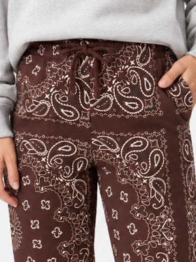 Pantalones de algodón Feece Odalys con estampado bandana marrón 