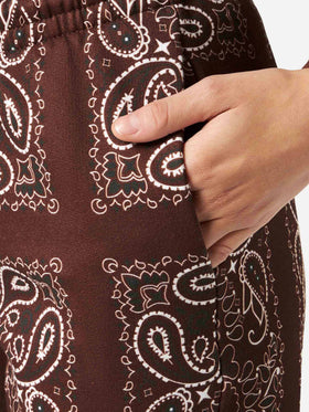 Pantalones de algodón Feece Odalys con estampado bandana marrón 