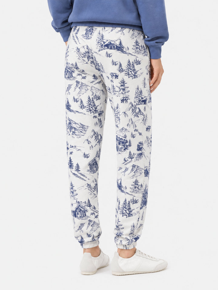 Pantalon en molleton de coton Odalys avec imprimé toile de Jouy 