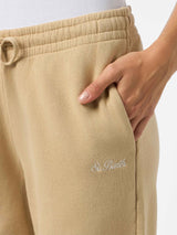 Pantaloni jogger in pile di cotone beige da donna Odalys