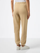 Pantaloni jogger in pile di cotone beige da donna Odalys