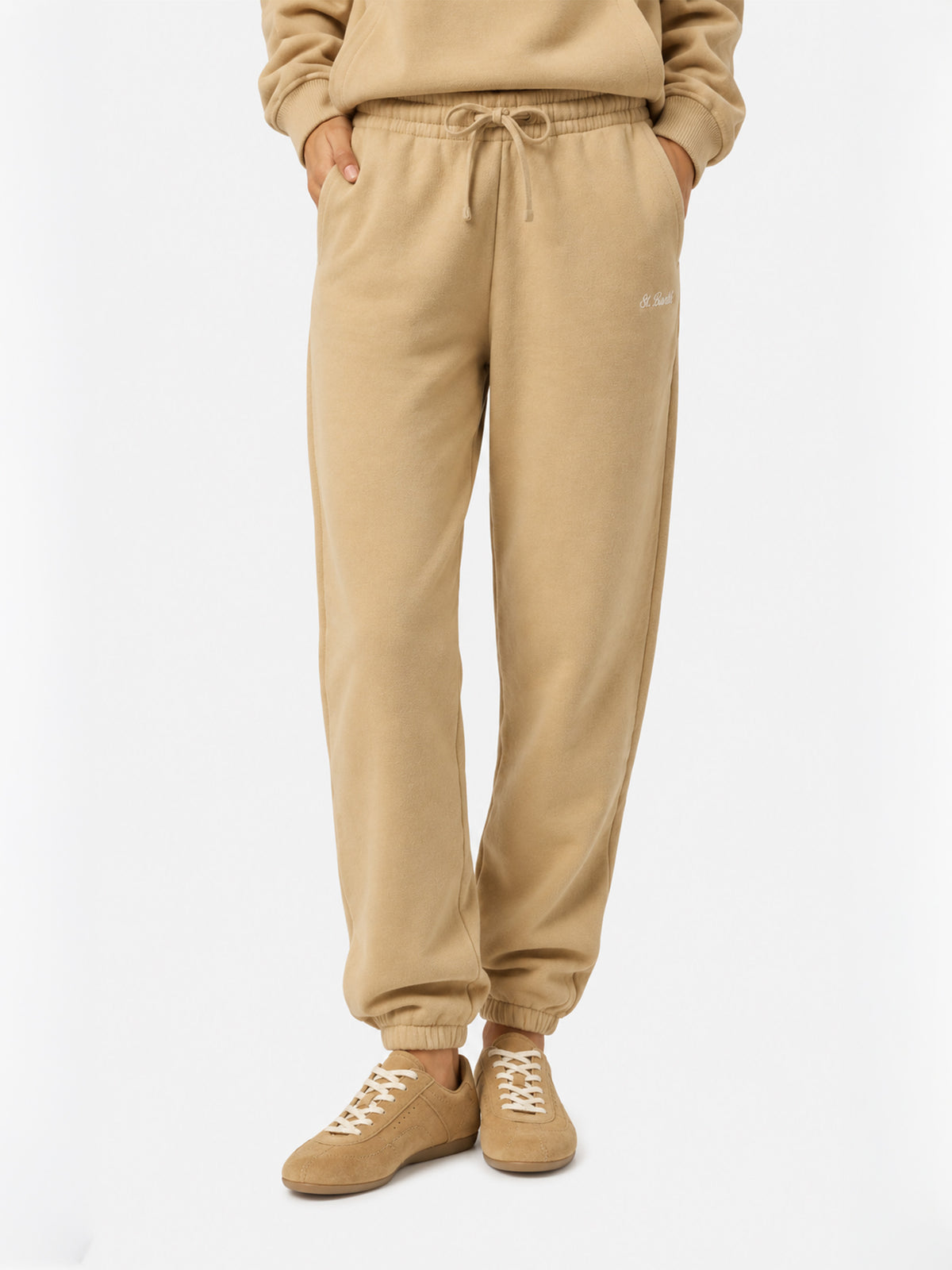 Odalys beige cotton fleece jogger pants