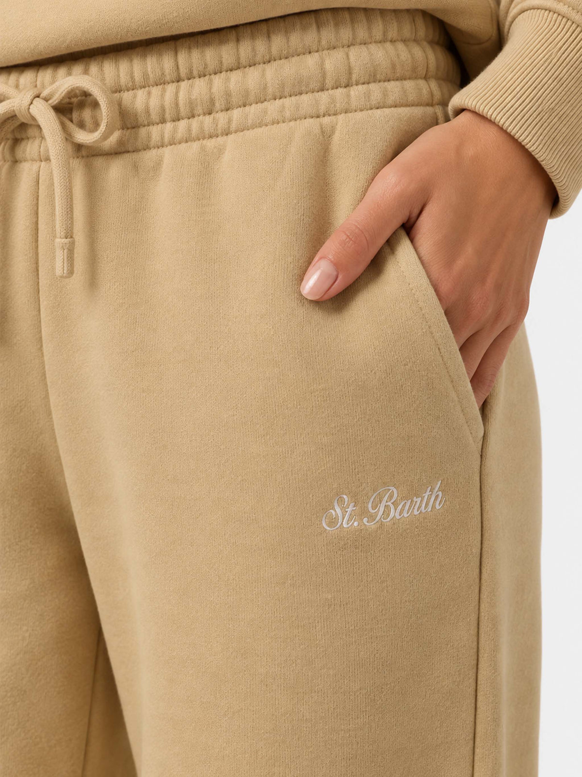 Odalys beige cotton fleece jogger pants