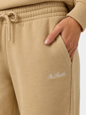 Odalys beige cotton fleece jogger pants