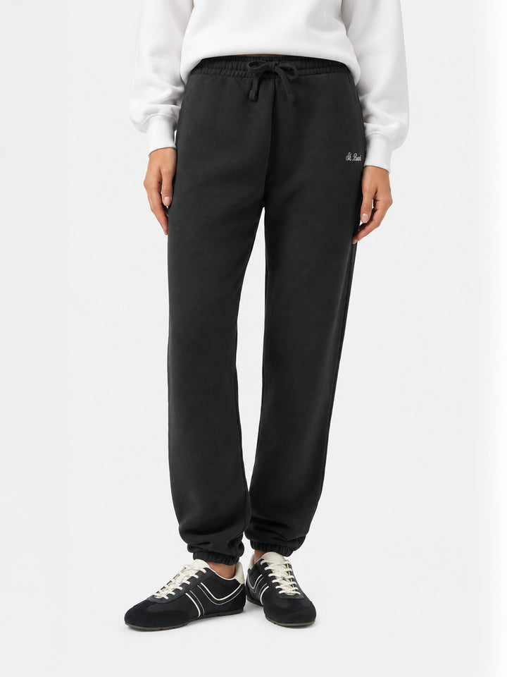 Pantalones jogger Odalys de felpa de algodón negra 