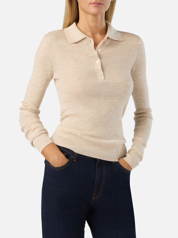Punto con cuello polo Grain Odell en lana merino 