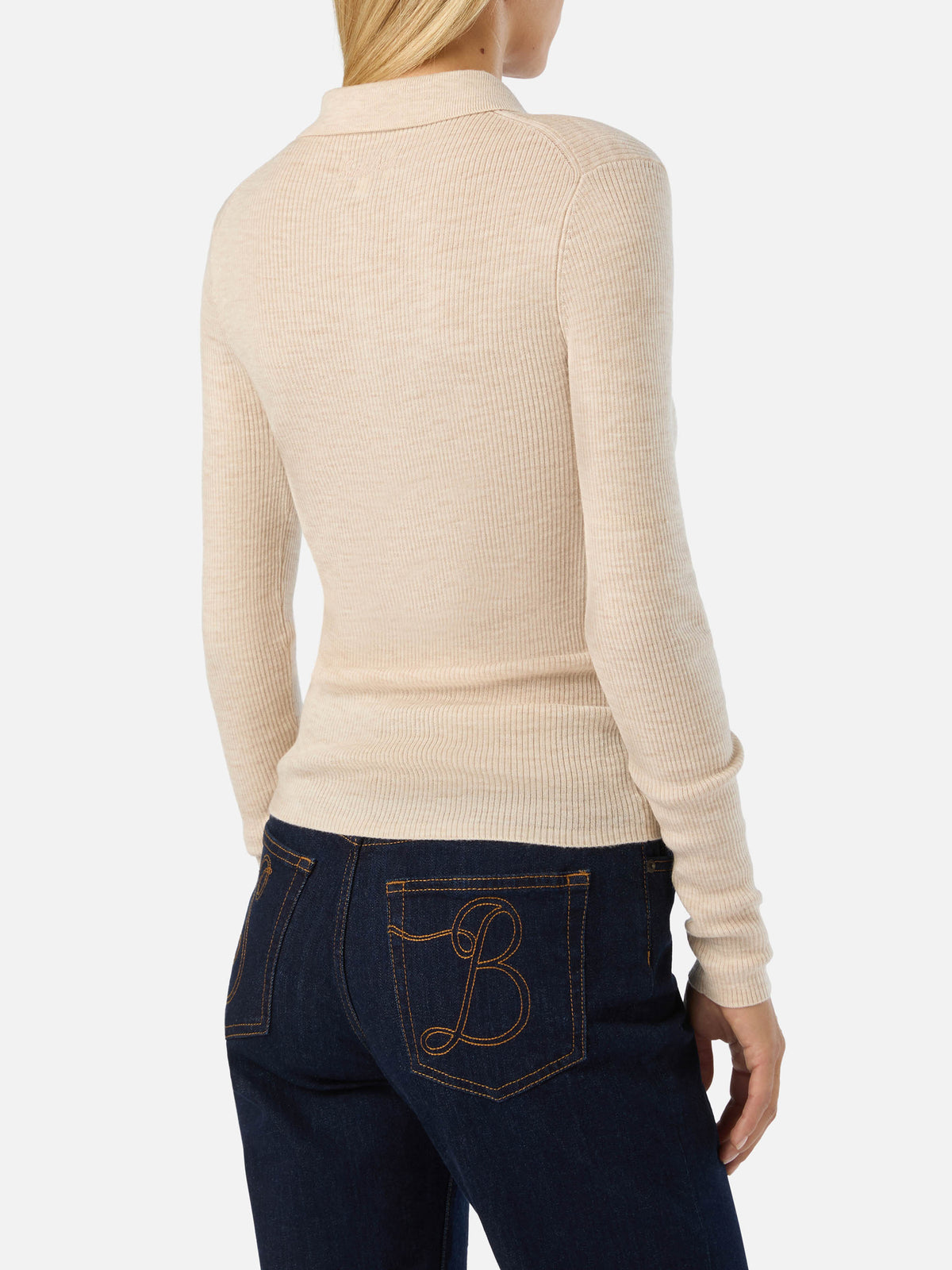 Punto con cuello polo Grain Odell en lana merino 