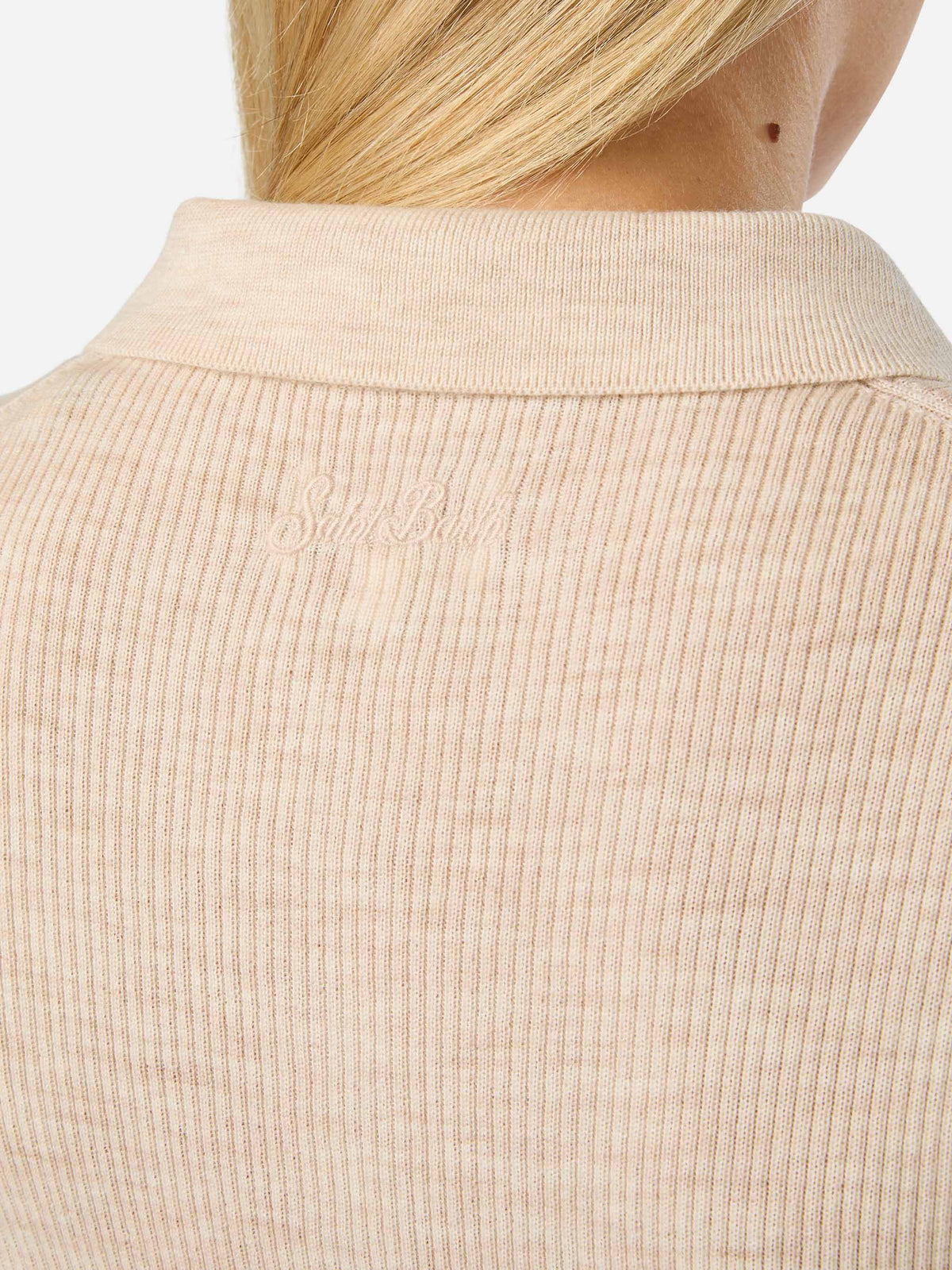 Punto con cuello polo Grain Odell en lana merino 