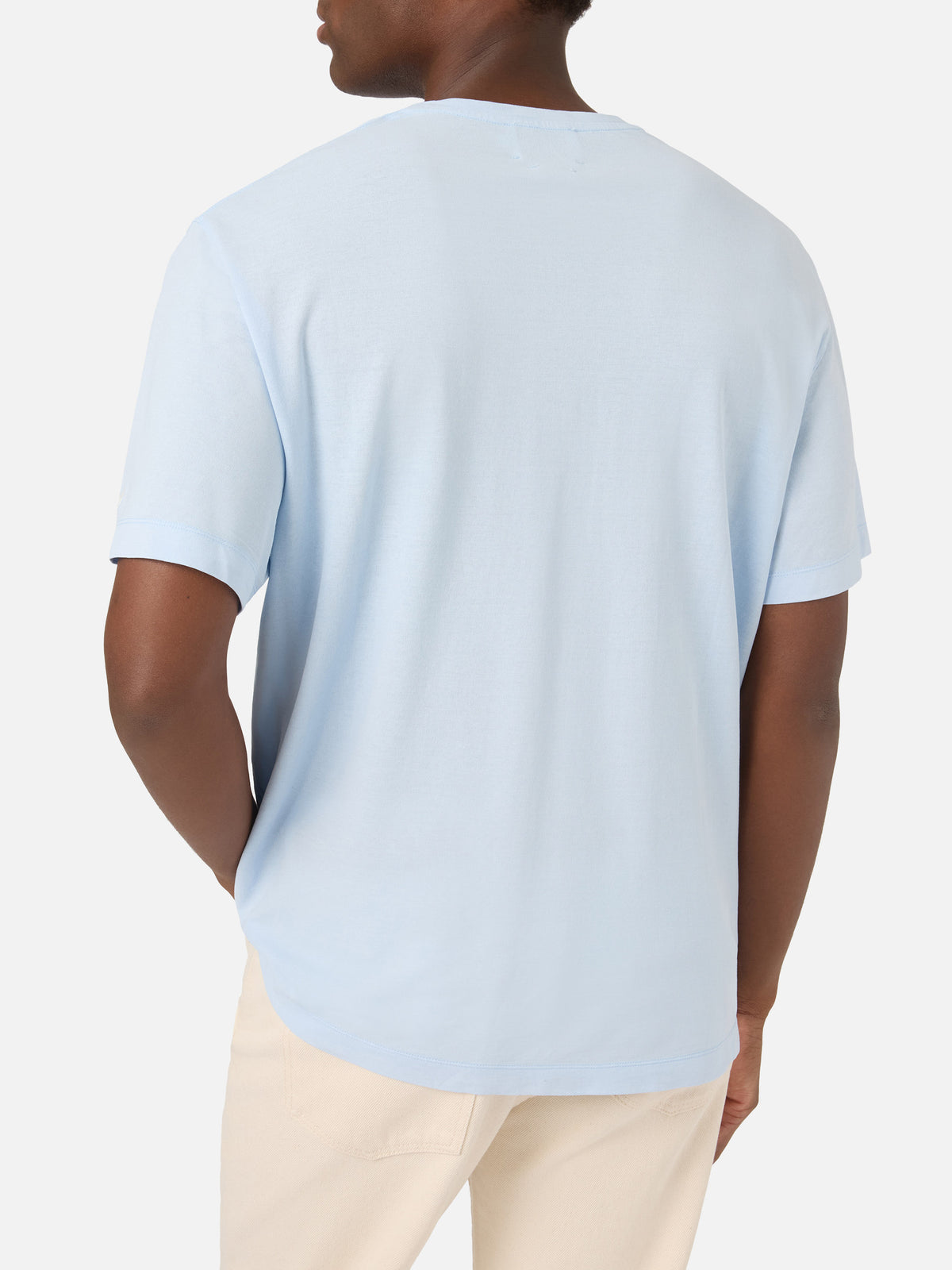 Camiseta Light blue Orson de crespón de algodón con bordado del logotipo 