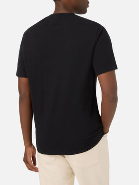 T-shirt Orson noir en crêpe de coton avec broderie logo 