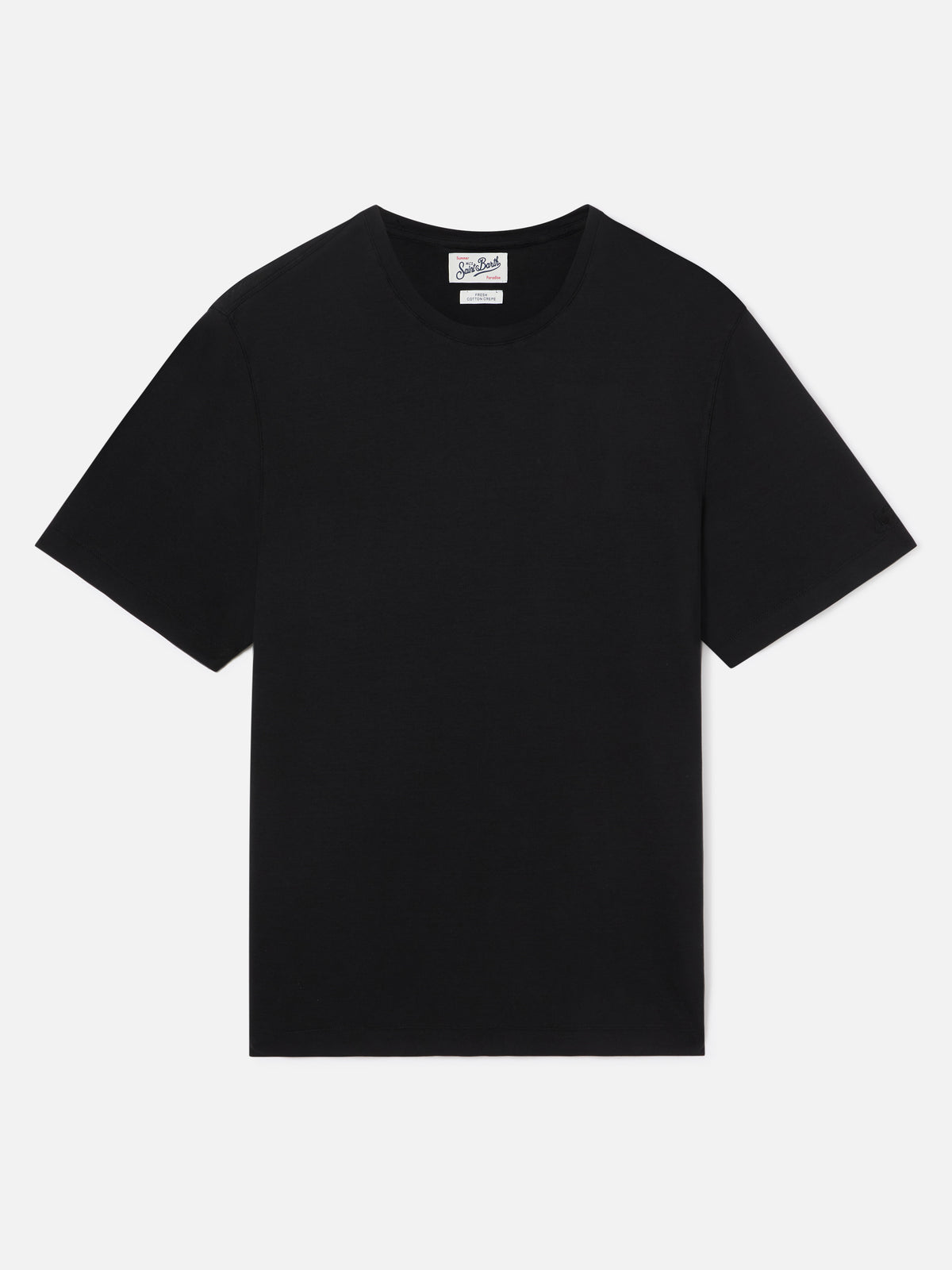 T-shirt Orson noir en crêpe de coton avec broderie logo 