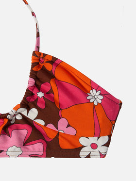 Top crop Page Jr con stampa fiori retrò