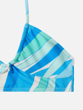 Top crop Page Jr con stampa palme colorate