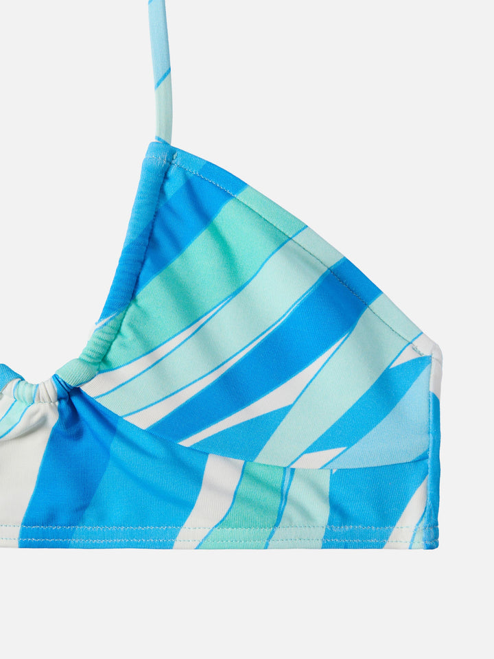 Top crop Page Jr con stampa palme colorate