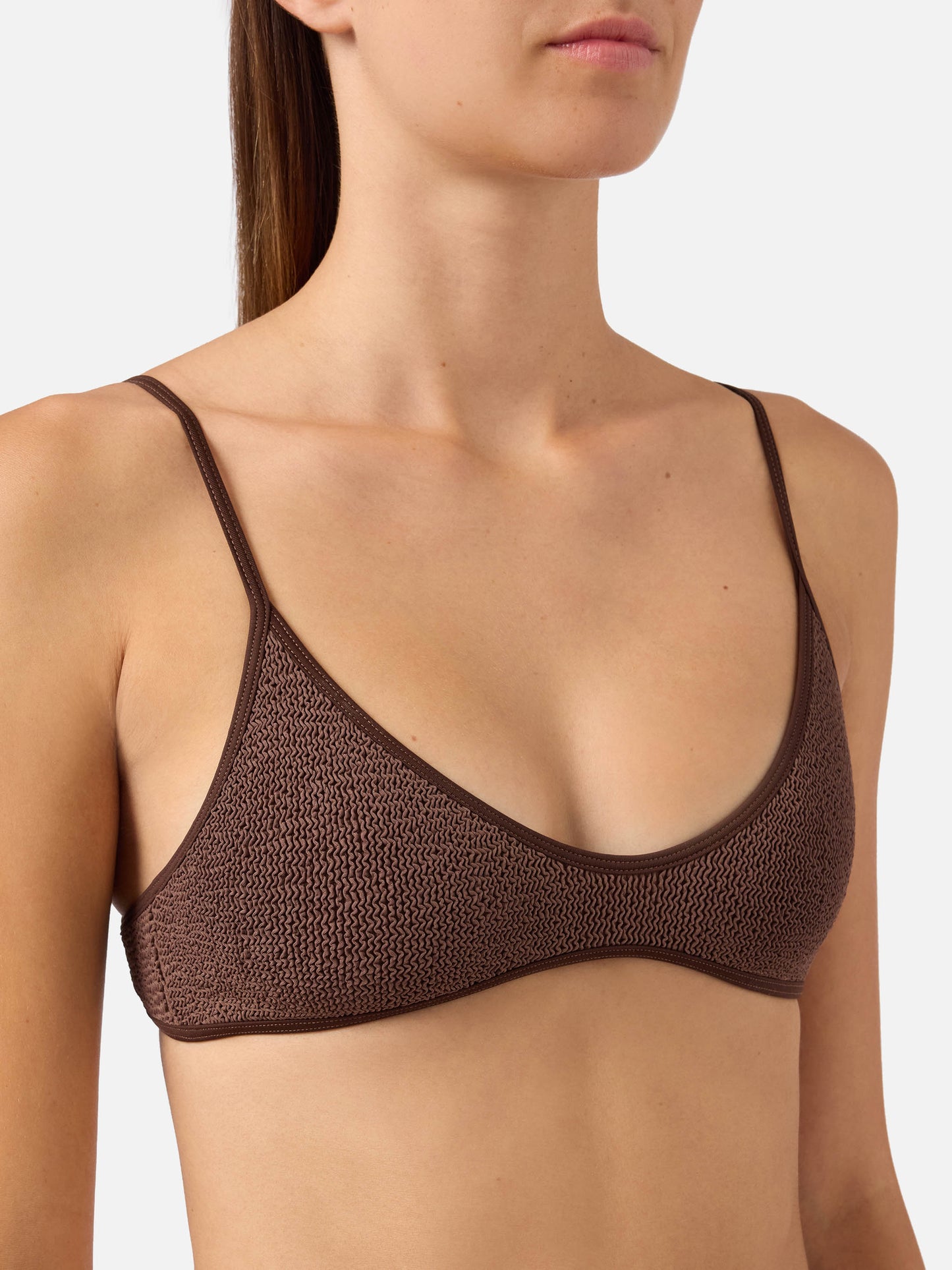 Paloma Marielle braunes Crinkle-Bralette-Bikini 