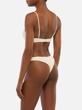 U-Bralette-Bikini aus Frottee mit Zebra-Prägung Paloma Naomi