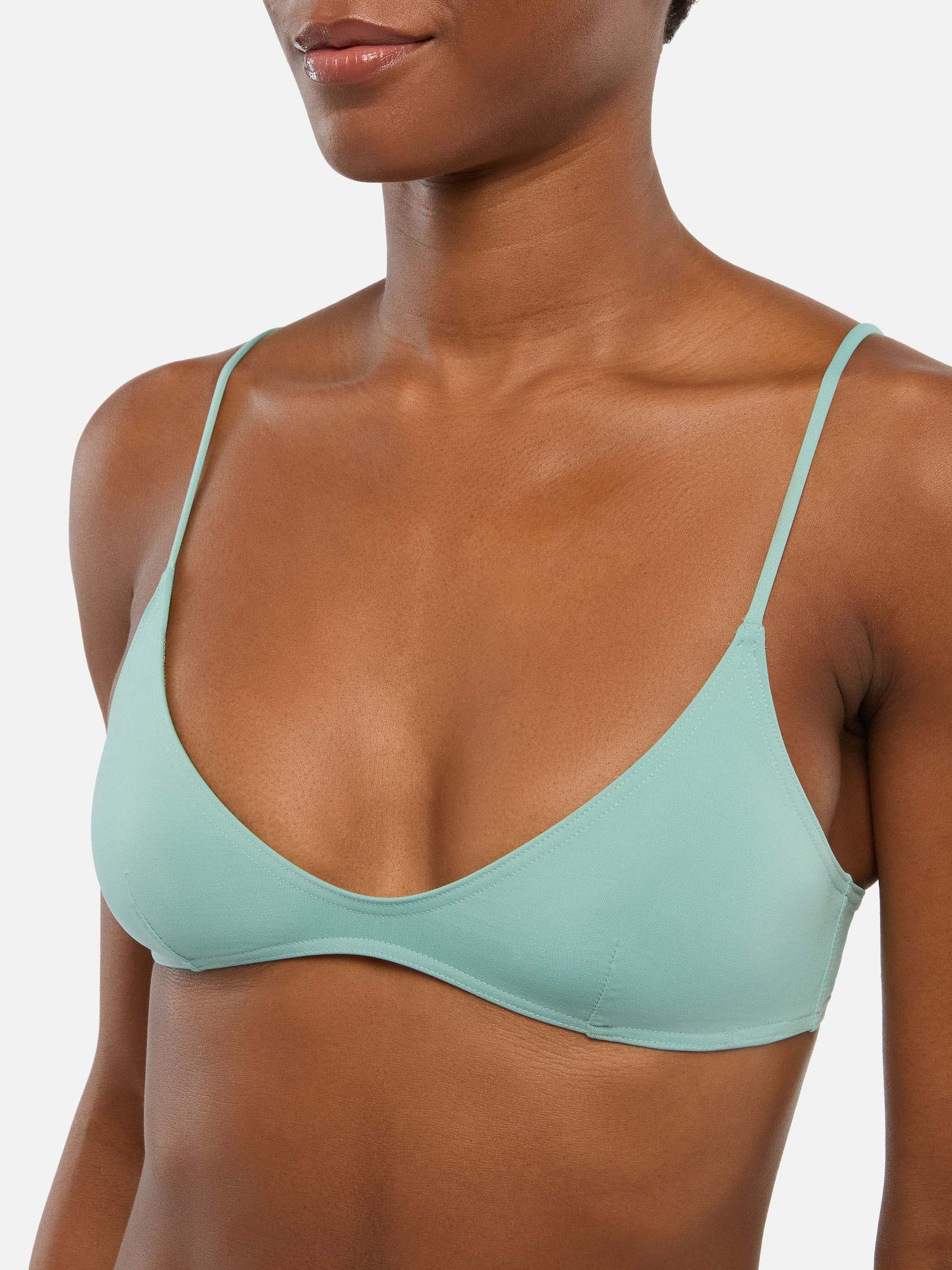 Paloma Naomi tief ausgeschnittener Bralette-Bikini in Salbeigrün