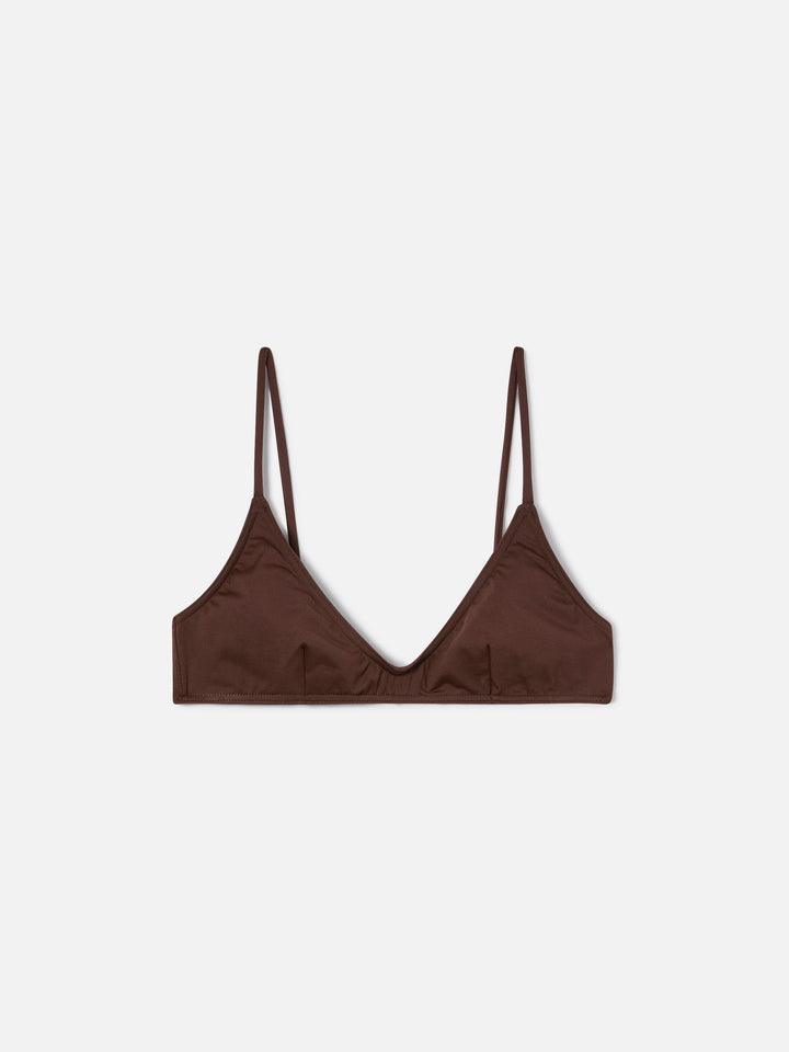 Paloma Bralette-Bikinioberteil mit Hakenverschluss in einfarbigem Dunkelbraun 