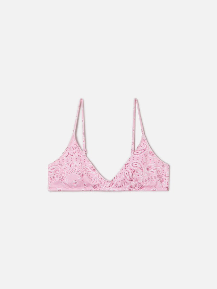 Haut de bikini brassière Paloma avec imprimé bandana rose 