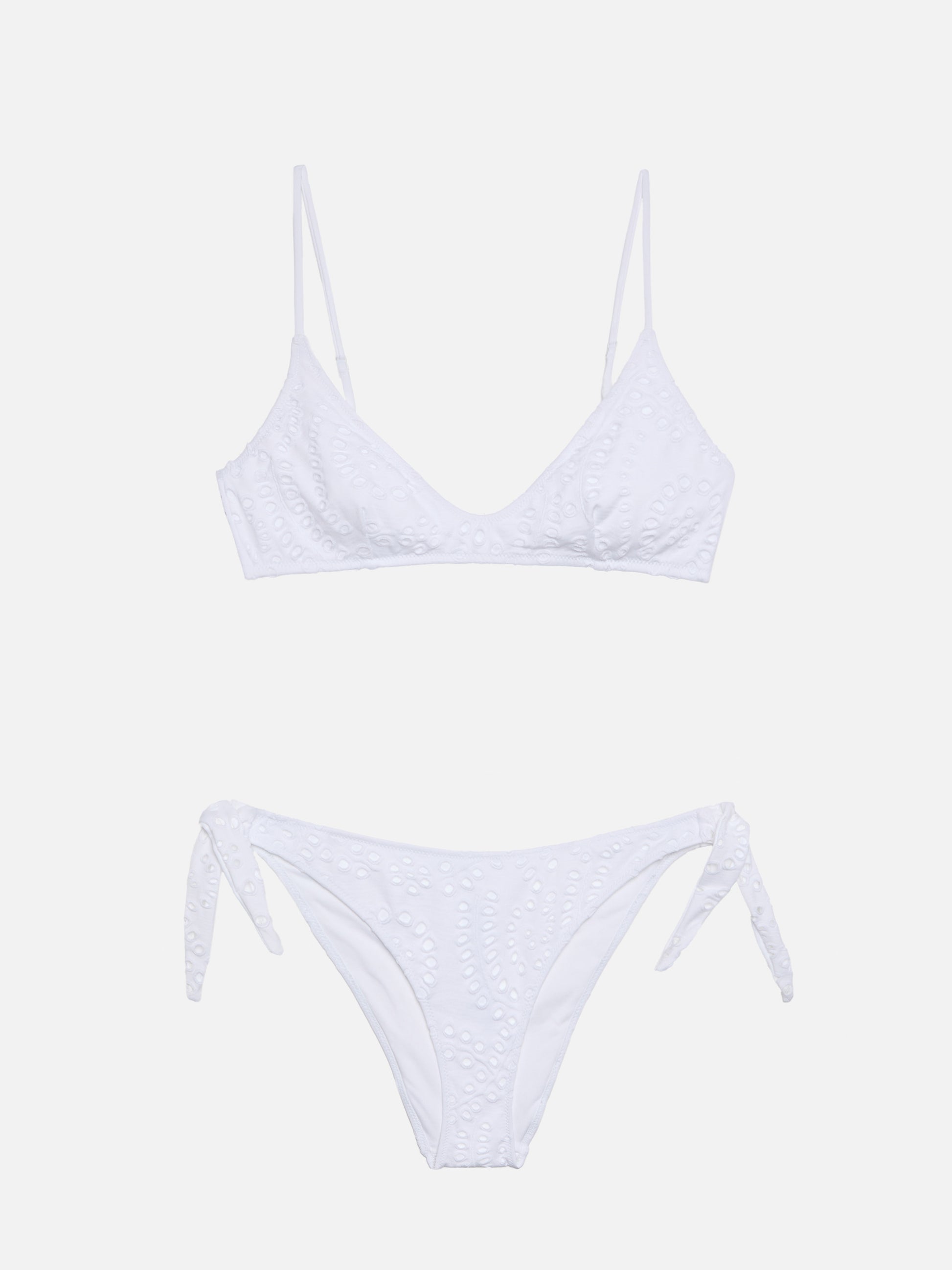 Yali black Sangallo lace classic swim briefs - Paloma white Sangallo lace scoop bralette - MC2 Saint Barth