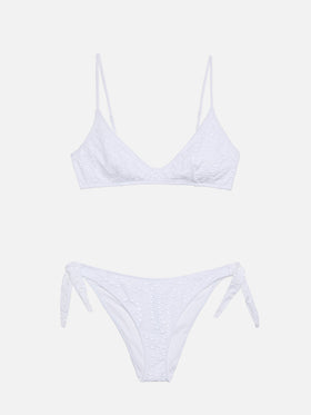Yali black Sangallo lace classic swim briefs - Paloma white Sangallo lace scoop bralette - MC2 Saint Barth