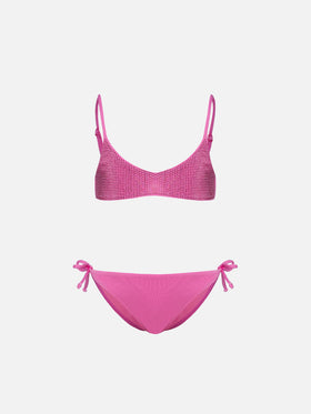 Bikini bralette Paloma Jr rosa con strass